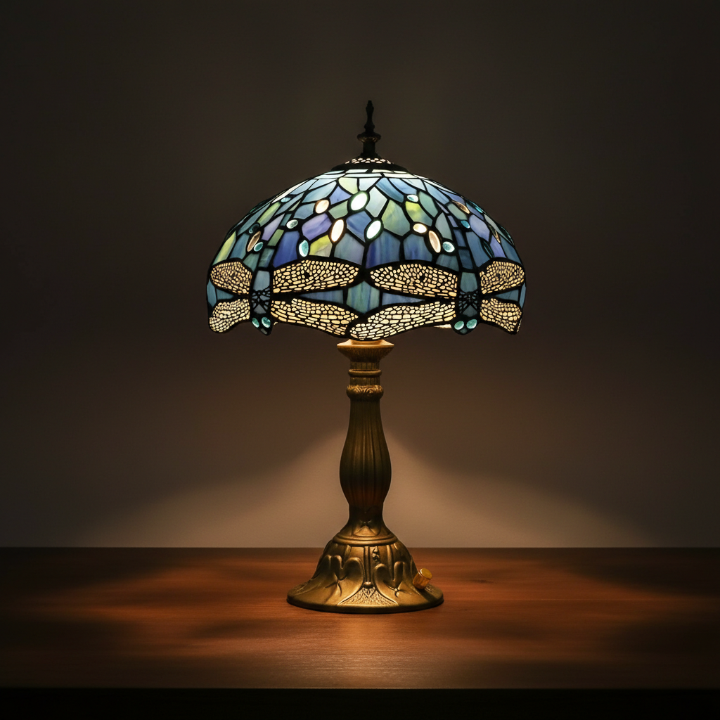 Tiffany Dragonfly Stained Glass Desk Lamp
