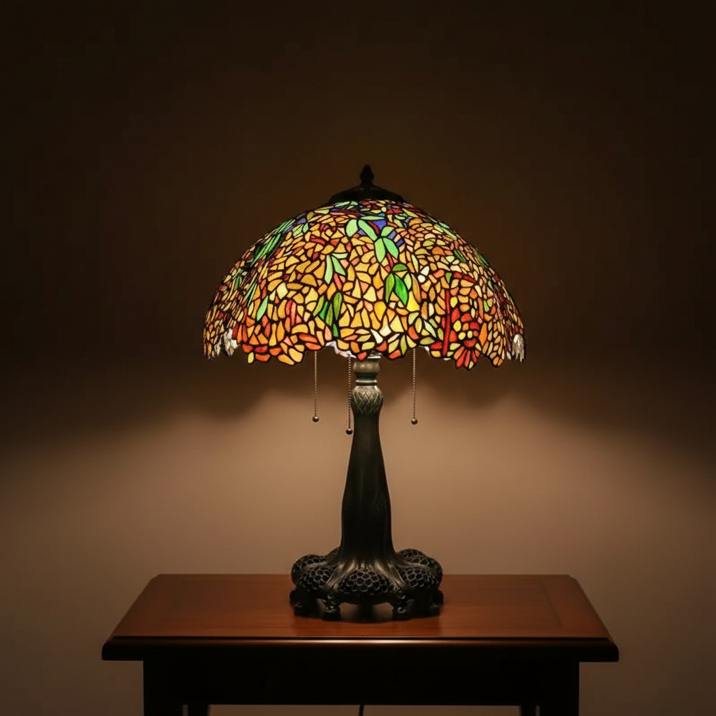 Tiffany Grape Wisteria Cherry Glass Lamp