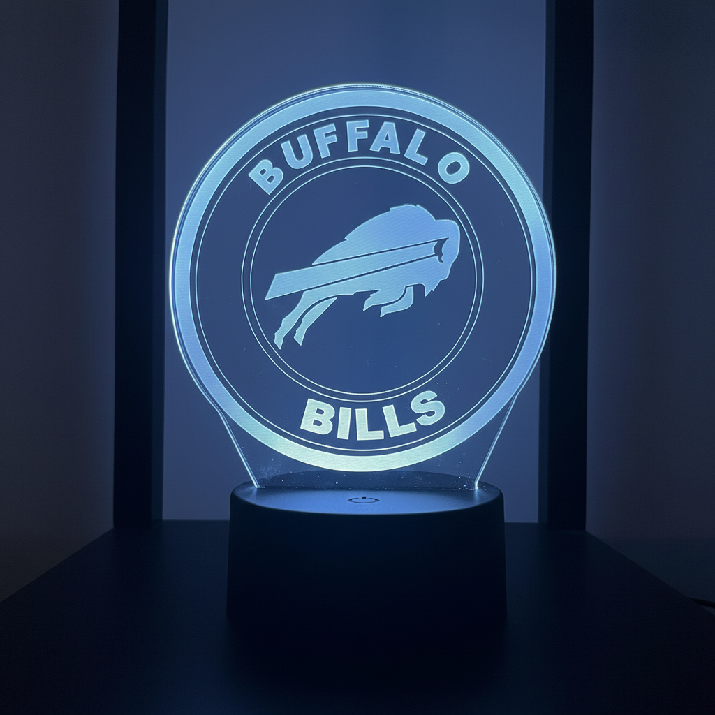 Buffalo Bills LED Lamp: Sports Fan Night Light, Team Logo Desk Decor