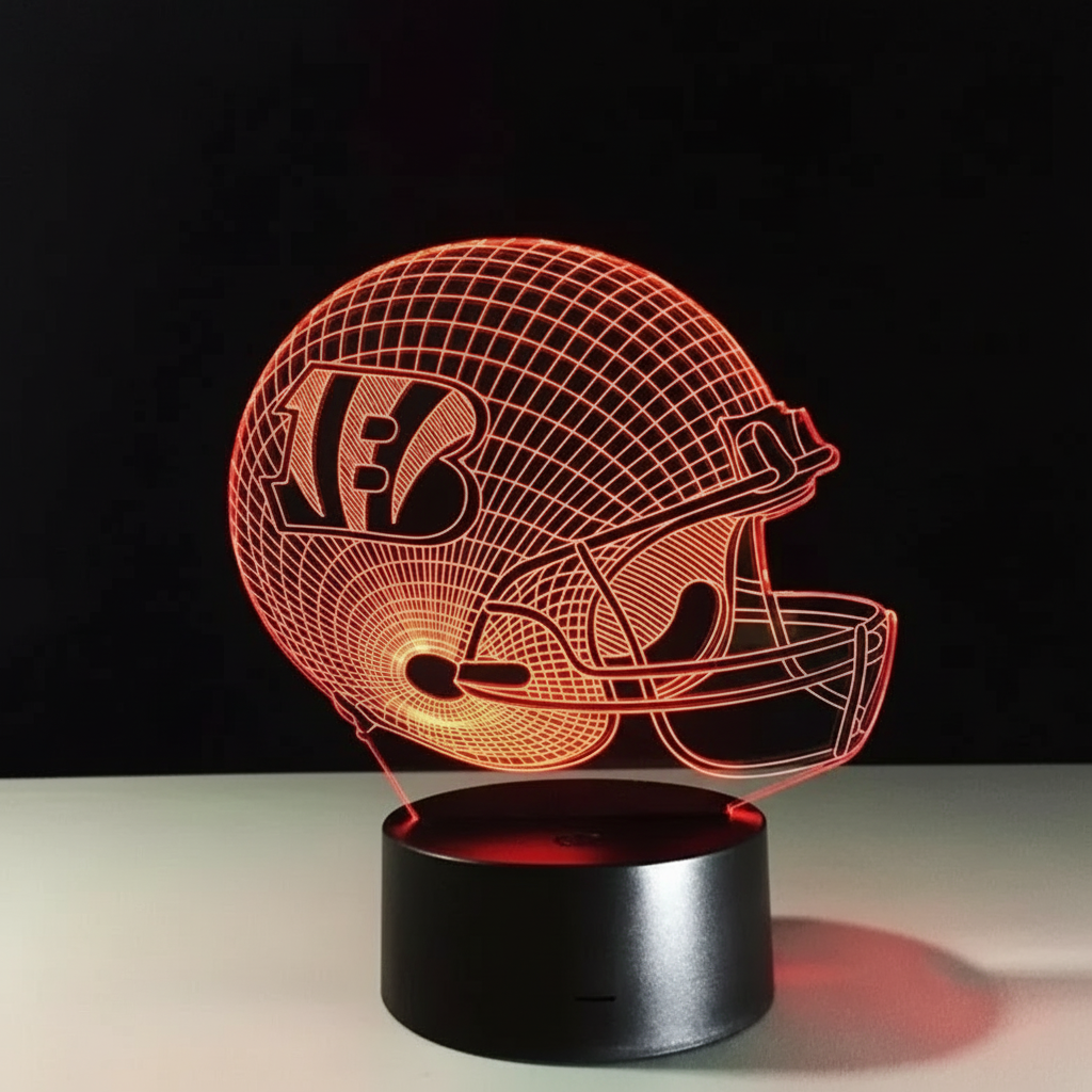 3D LED illusion Cincinnati Bengals Helmet USB 7Color Night Light Lamp Bedroom