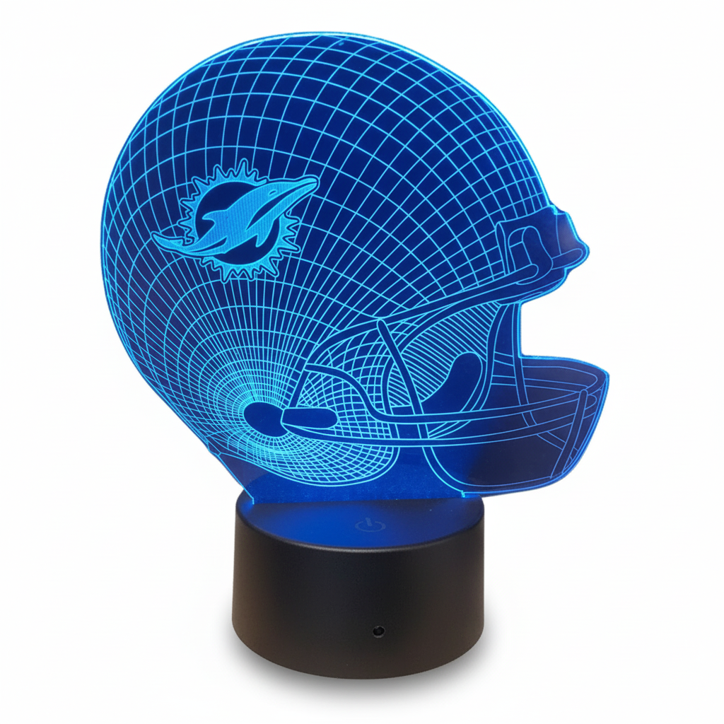 3D LED Night Light Miami Dolphins Desk Lamp. 15 Color Remote Control