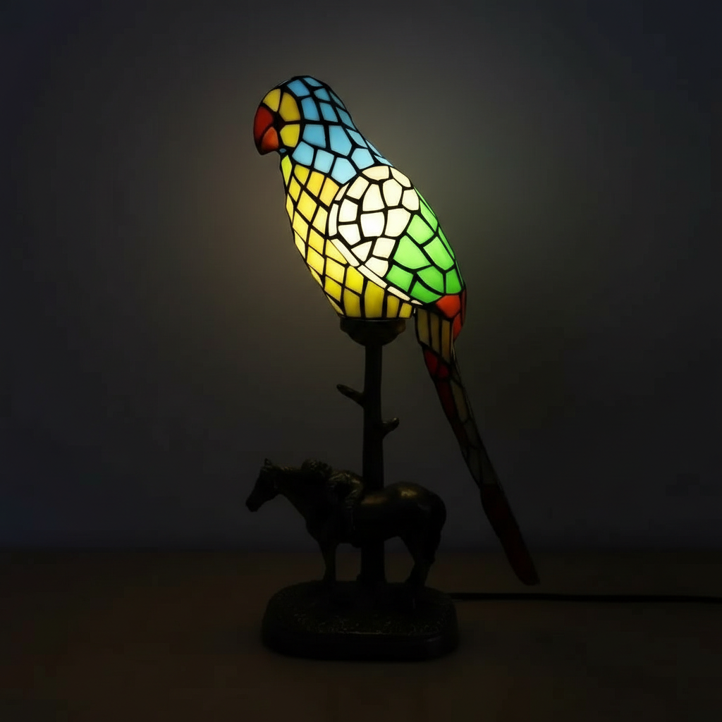 Artistic Parrot Themed Stained Glass Lamps For Living Room Decor