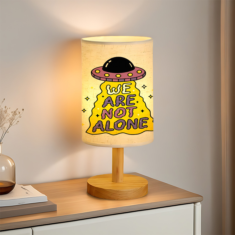 A Modern USB-powered Linen Table Lamp with Creative Patterns