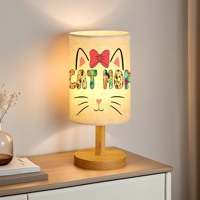 A Modern USB powered Linen Table Lamp with Creative Patterns