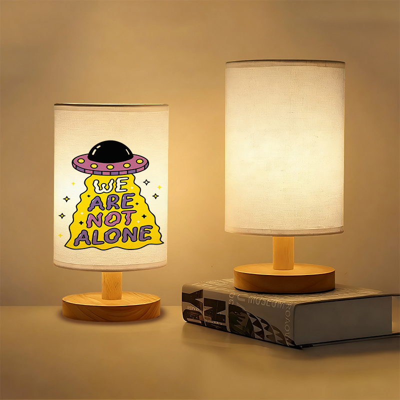 A Modern USB-powered Linen Table Lamp with Creative Patterns