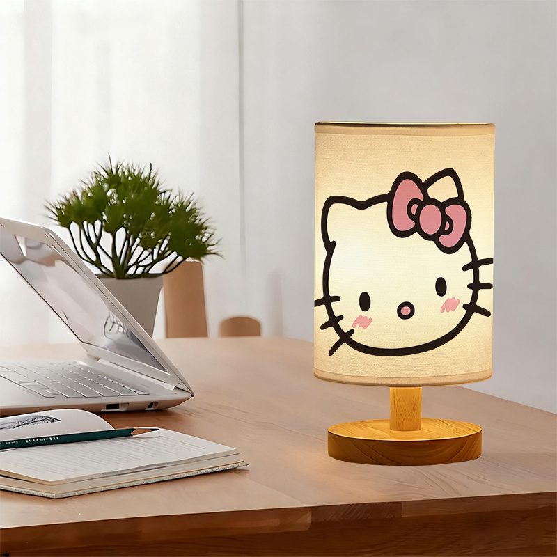 Modern USB-powered Sanrio Linen Table Lamp Perfect for Bedside Decoration