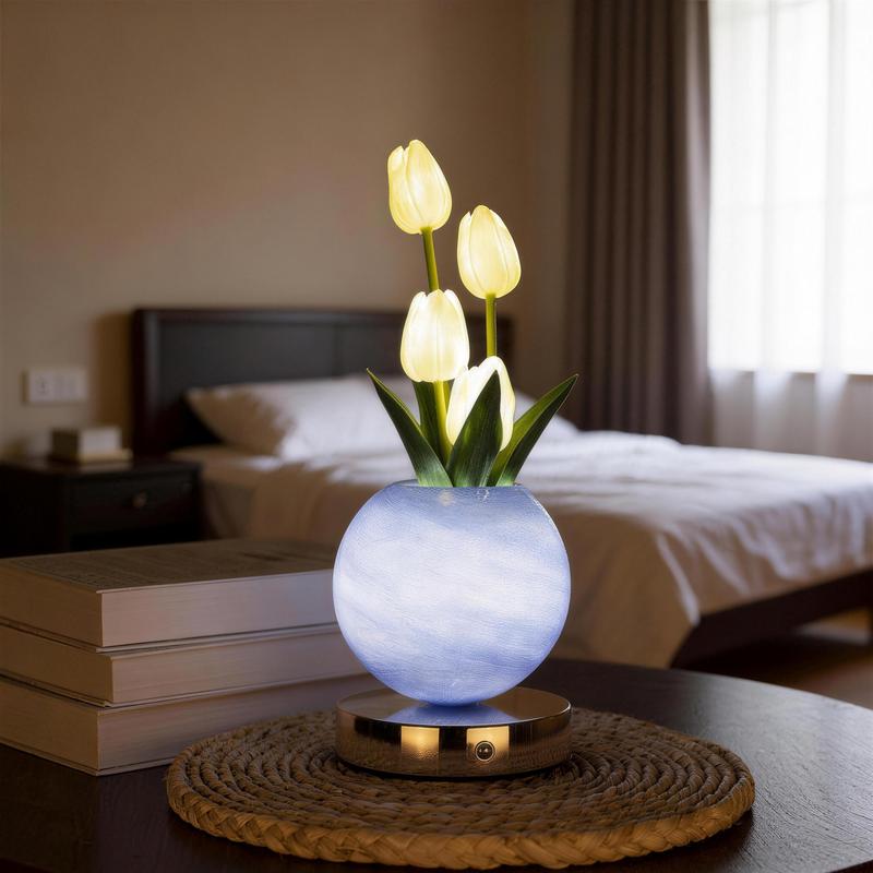 Decorative Tulip Flower Planet Pot Table Lamp