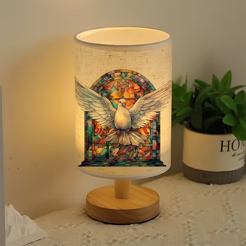 Mosaic Dove Themed USB Powered Bedside Lamp