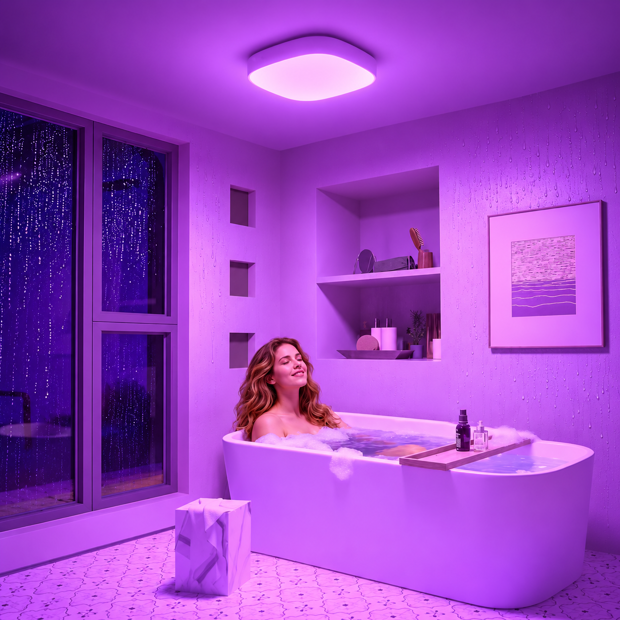 Dimmable Waterproof Motion Sensor RGB LED Ceiling Light With Rechargeable Battery