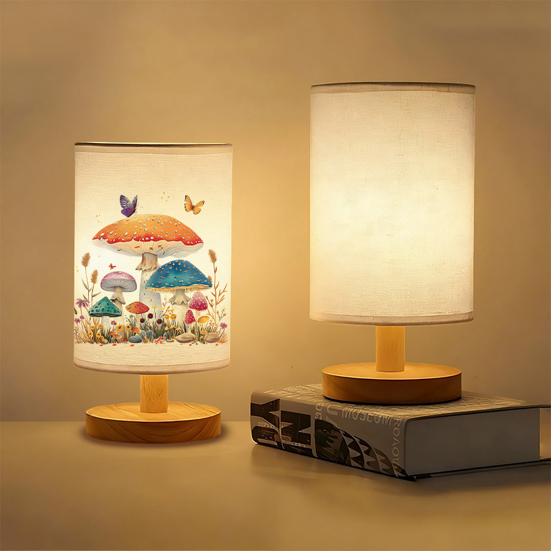 A Modern USB Powered Linen Table Lamp With Creative Patterns