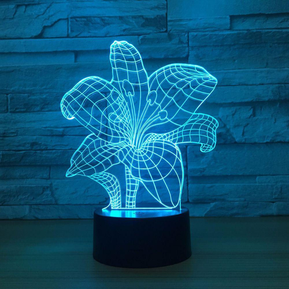 Abstract Flower 3D Optical Illusion Lamp - 3D Optical Lamp