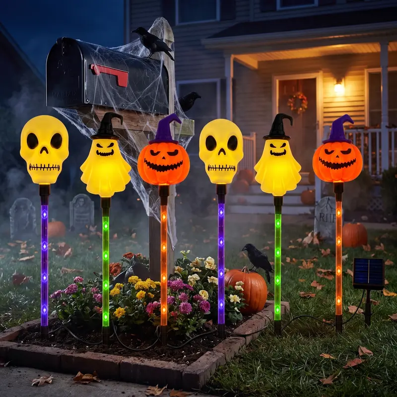 Pack Of 6 Waterproof Halloween Solar Path Lights Set