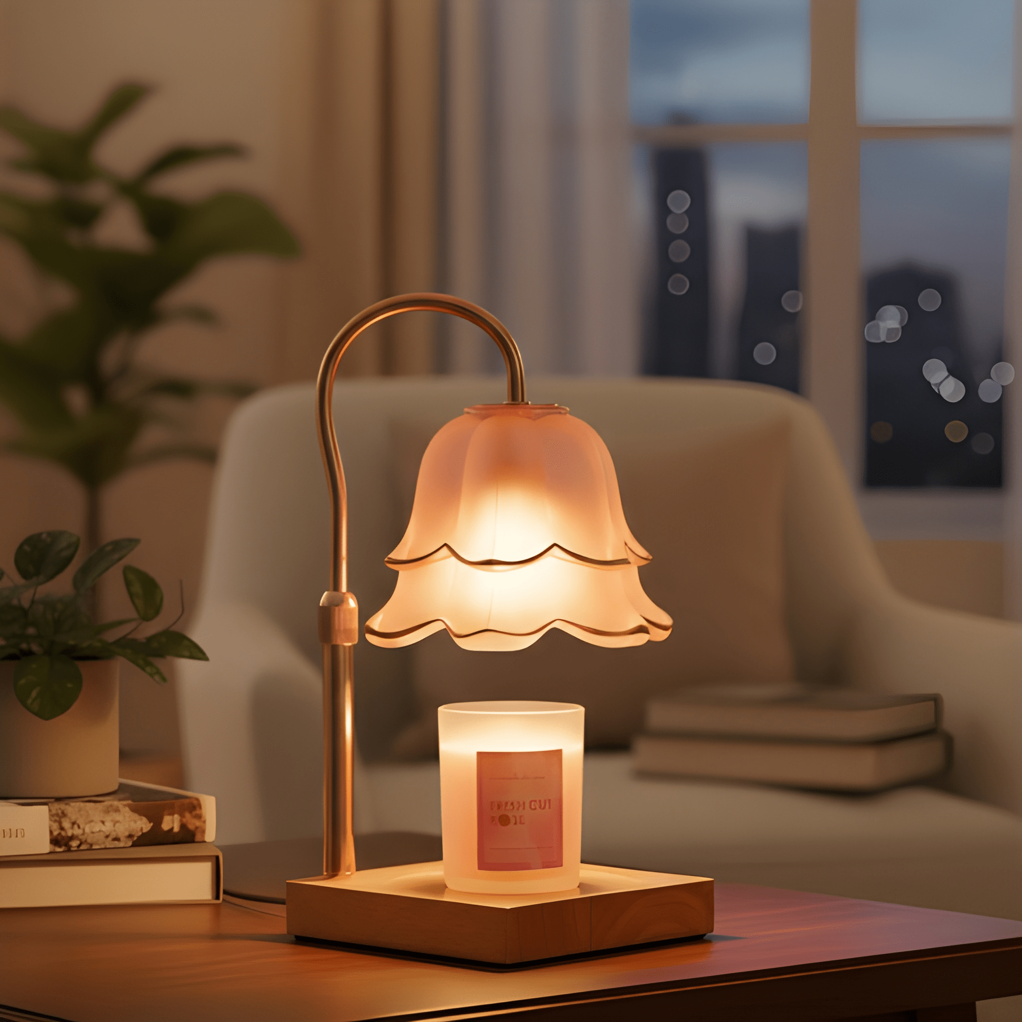 Floral Candle Warmer Lamp With Timer And Adjustable Brightness