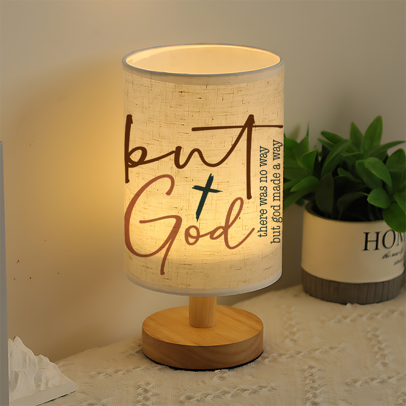Modern USB-Powered Linen Table Lamp with Elegant Cursive Lettering