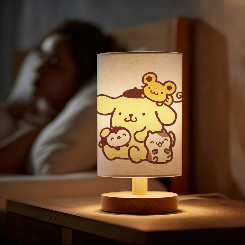 A Modern USB-powered Sanrio Linen Table Lamp Featuring Creative Sanrio Patterns