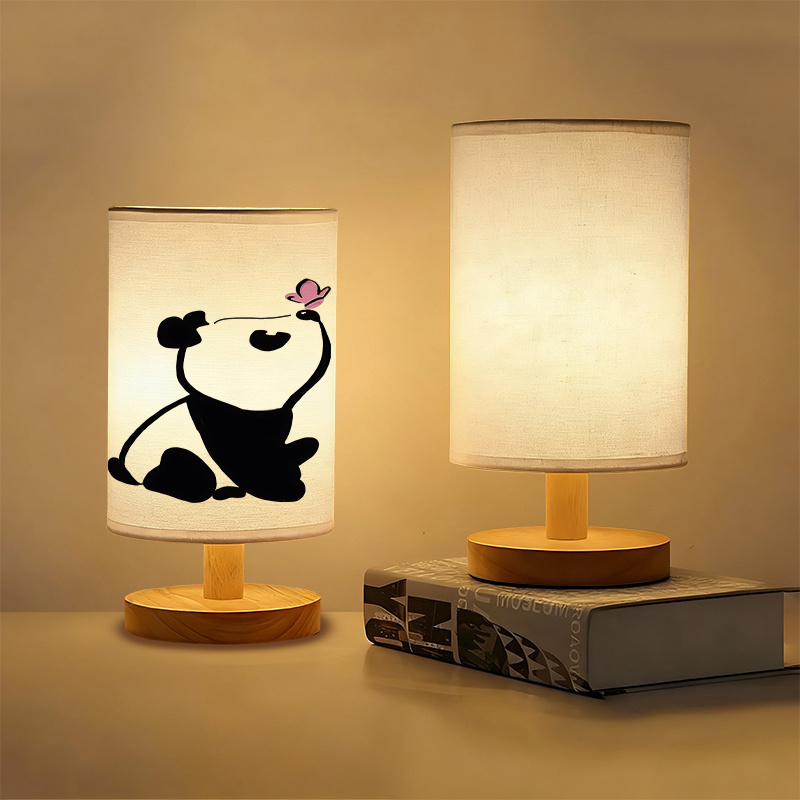 A Modern USB-powered Linen Table Lamp With Creative Patterns
