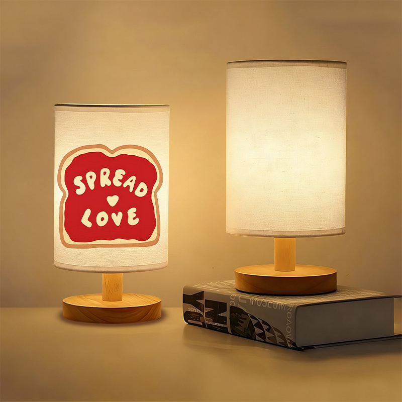 A Modern USB-powered Linen Table Lamp With Creative Patterns
