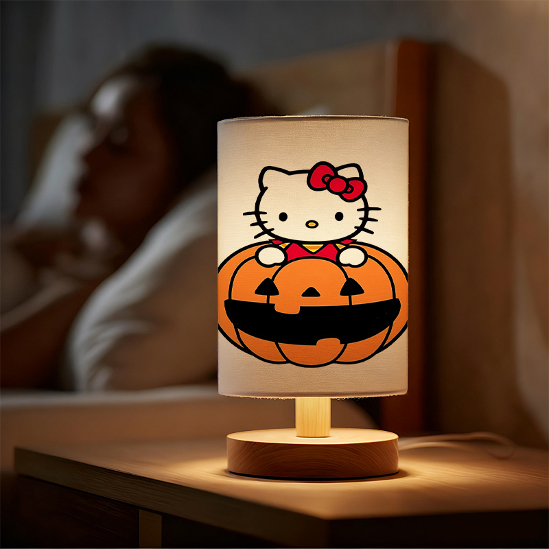 Modern Sanrio USB-powered linen lamp with a creative design, featuring Sanrio patterns