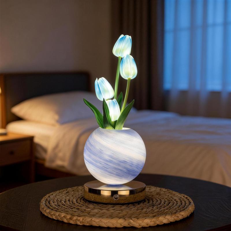 Decorative Tulip Flower Planet Pot Table Lamp