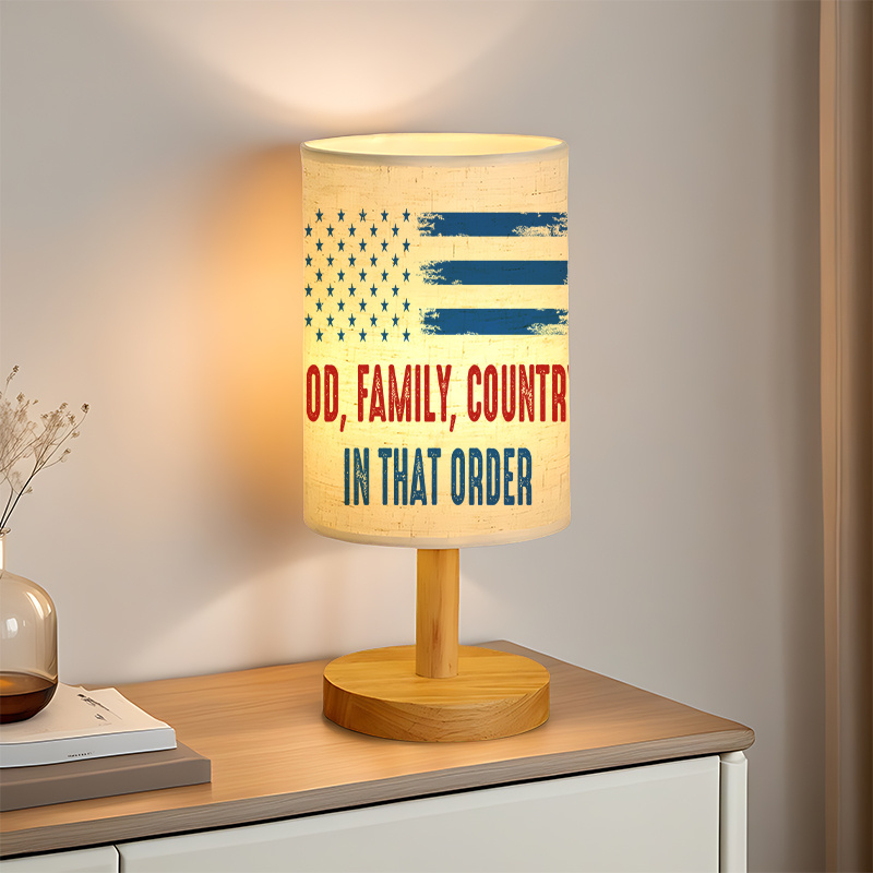 Modern USB Powered Linen Table Lamp with Flag Design