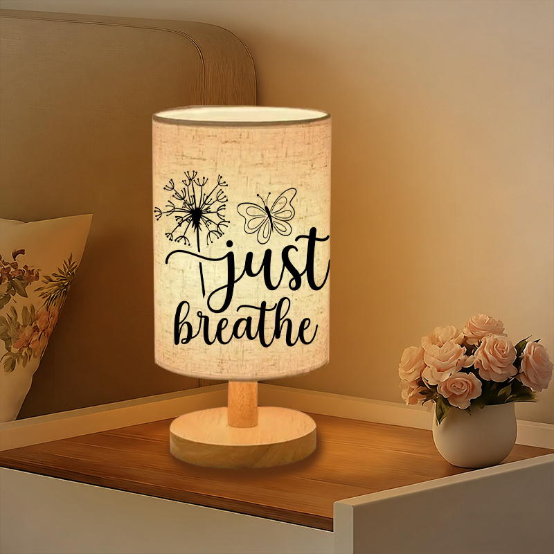 A Modern USB-powered Linen Table Lamp With Creative Patterns