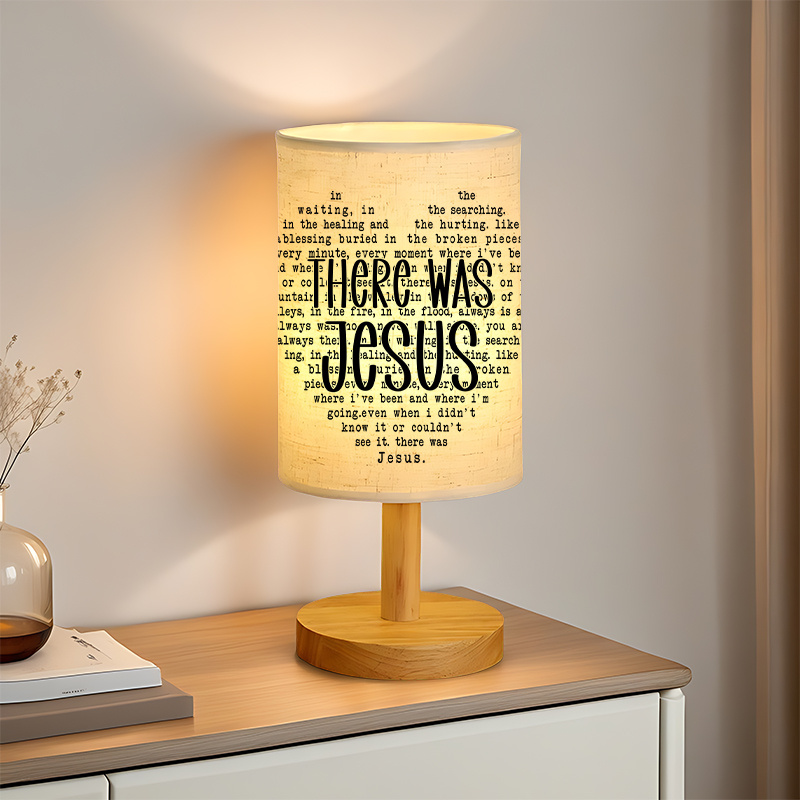 Modern USB Powered Linen Table Lamp With Inspirational Bible