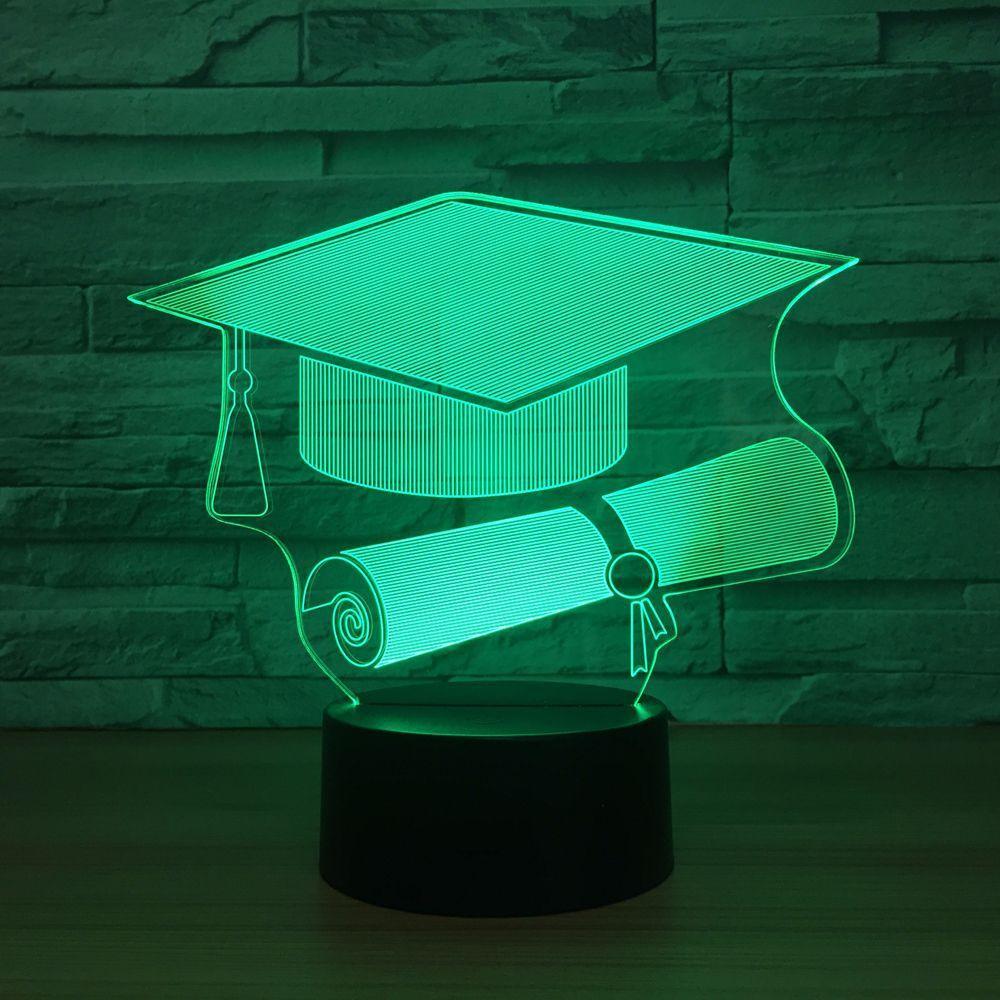 Graduation Hat 3D Optical Illusion Lamp - 3D Optical Lamp