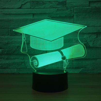 Graduation Hat 3D Optical Illusion Lamp - 3D Optical Lamp