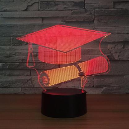 Graduation Hat 3D Optical Illusion Lamp - 3D Optical Lamp