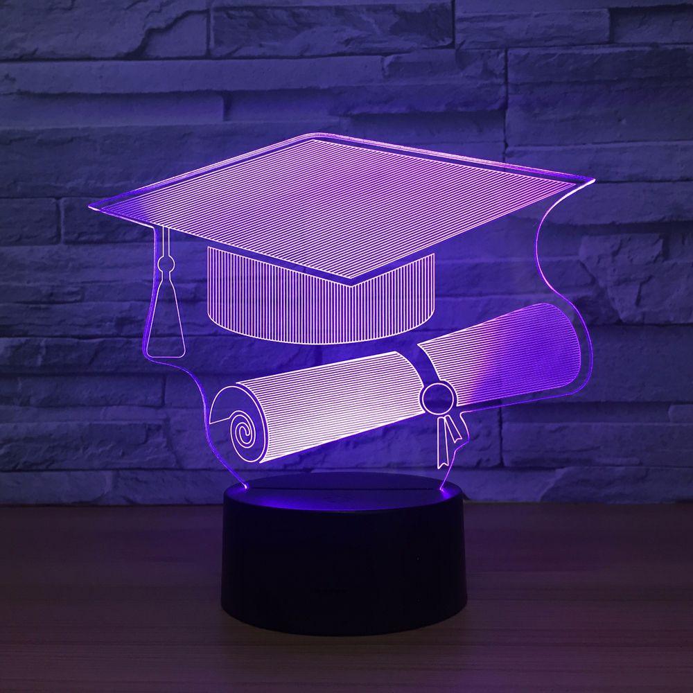 Graduation Hat 3D Optical Illusion Lamp - 3D Optical Lamp