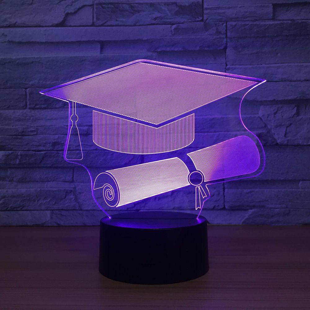 Graduation Hat 3D Optical Illusion Lamp - 3D Optical Lamp