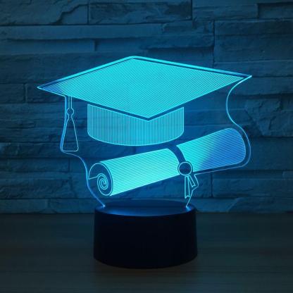 Graduation Hat 3D Optical Illusion Lamp - 3D Optical Lamp