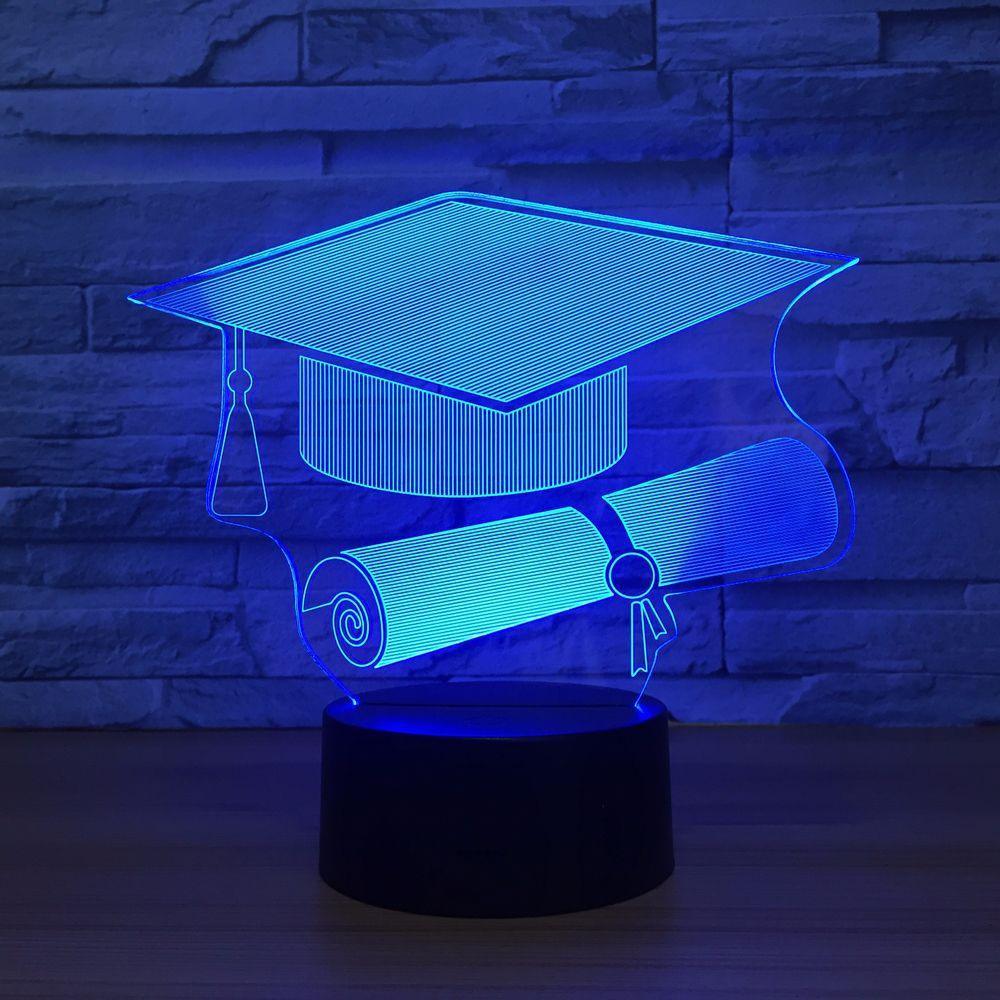 Graduation Hat 3D Optical Illusion Lamp - 3D Optical Lamp
