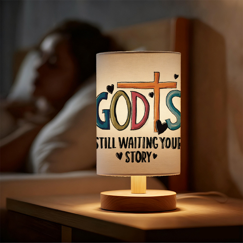 Modern USB-Powered Linen Table Lamp with Inspirational