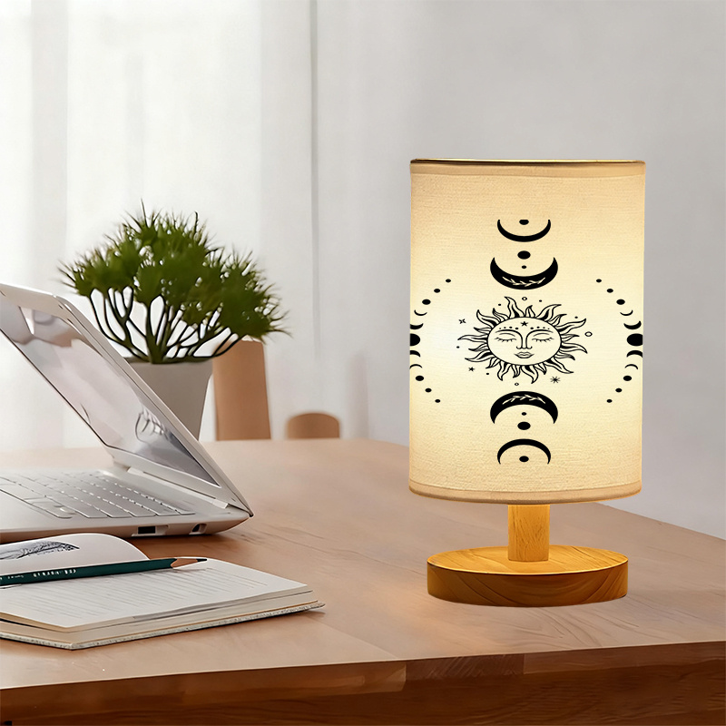 A Modern USB Powered Linen Table Lamp With Creative Patterns