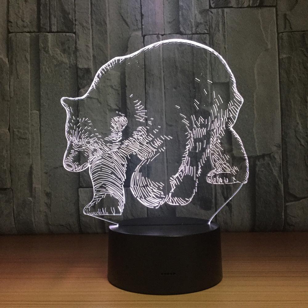 Walking Bear 3D Optical Illusion Lamp - 3D Optical Lamp