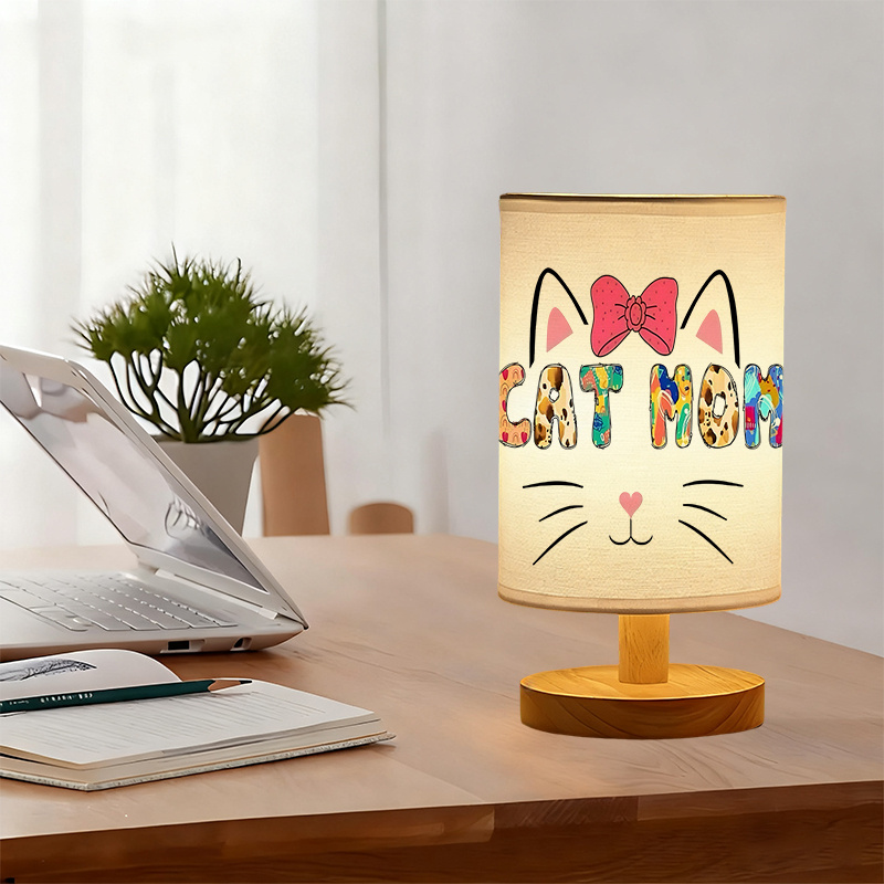 A Modern USB powered Linen Table Lamp with Creative Patterns