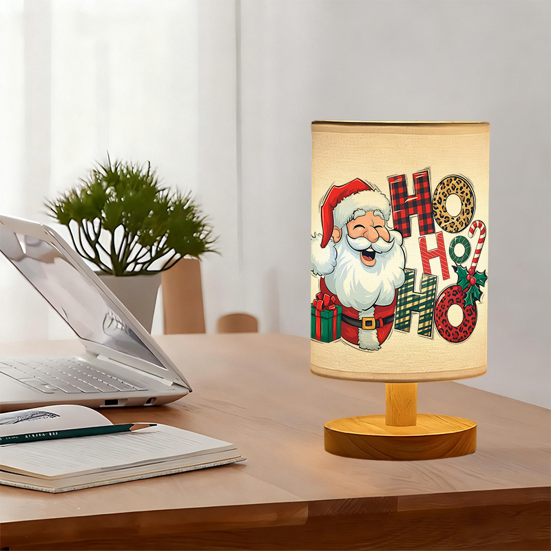 Ho Ho Ho USB Powered Linen Table Lamp