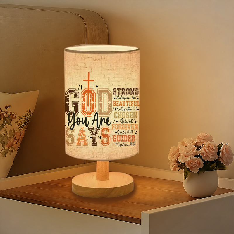 Modern USB-Powered Linen Lamp with Christian Bible Verse Design