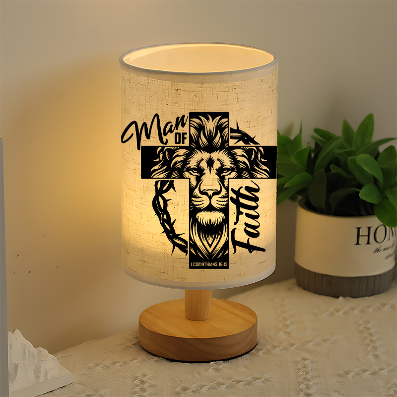 Modern USB-Powered Linen Table Lamp with Face Design