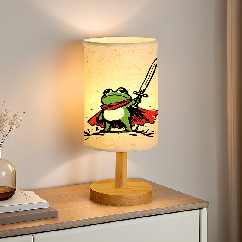 A Modern USB powered Linen Table Lamp with Creative Patterns and Perfect for Bedside Decoration