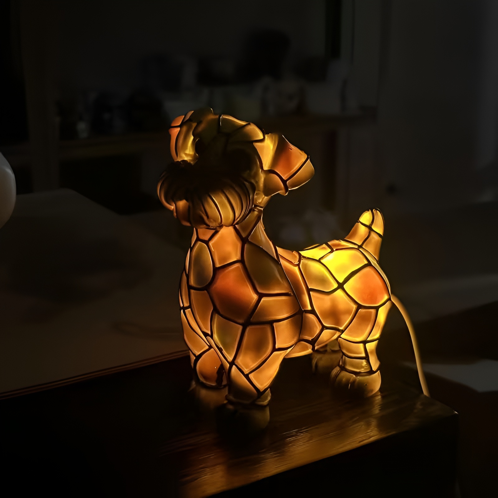 USB LED Schnauzer Figurine Table Lamp