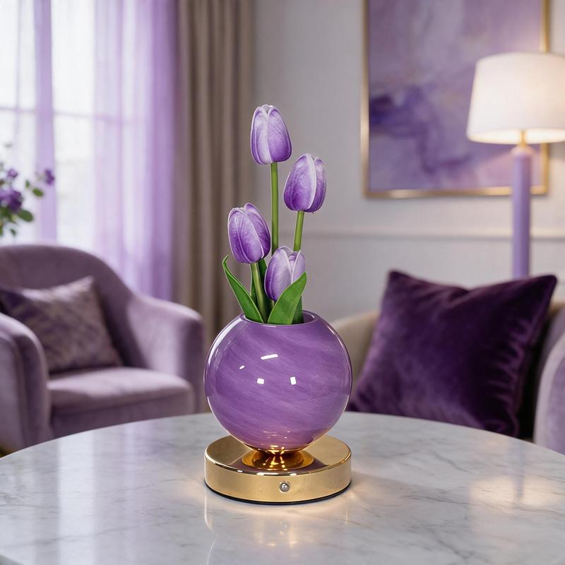 Decorative Tulip Flower Planet Pot Table Lamp
