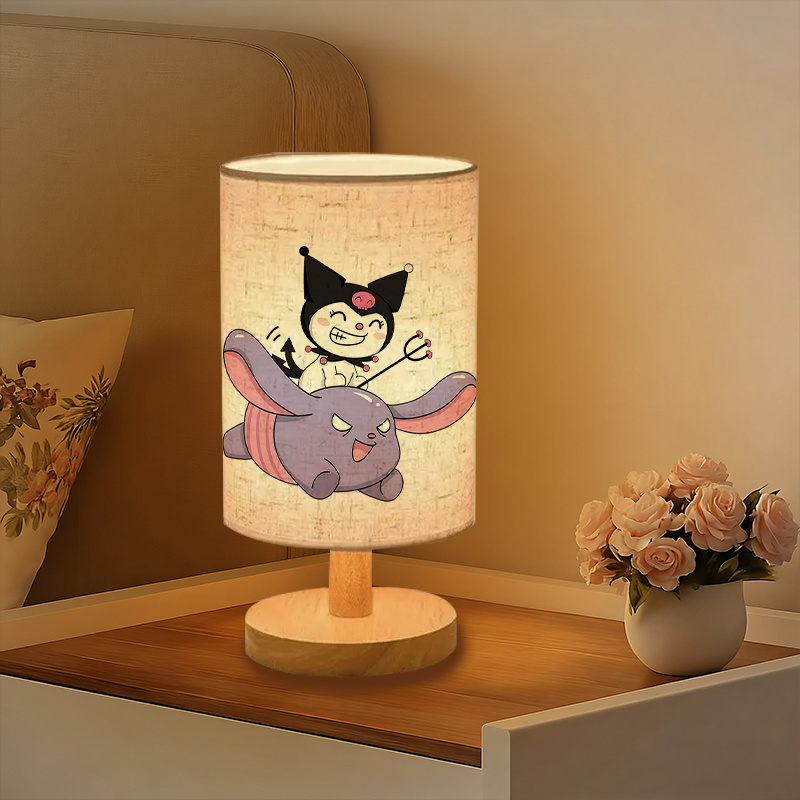 modern USB-powered Sanrio linen table lamp featuring creative Sanrio patterns