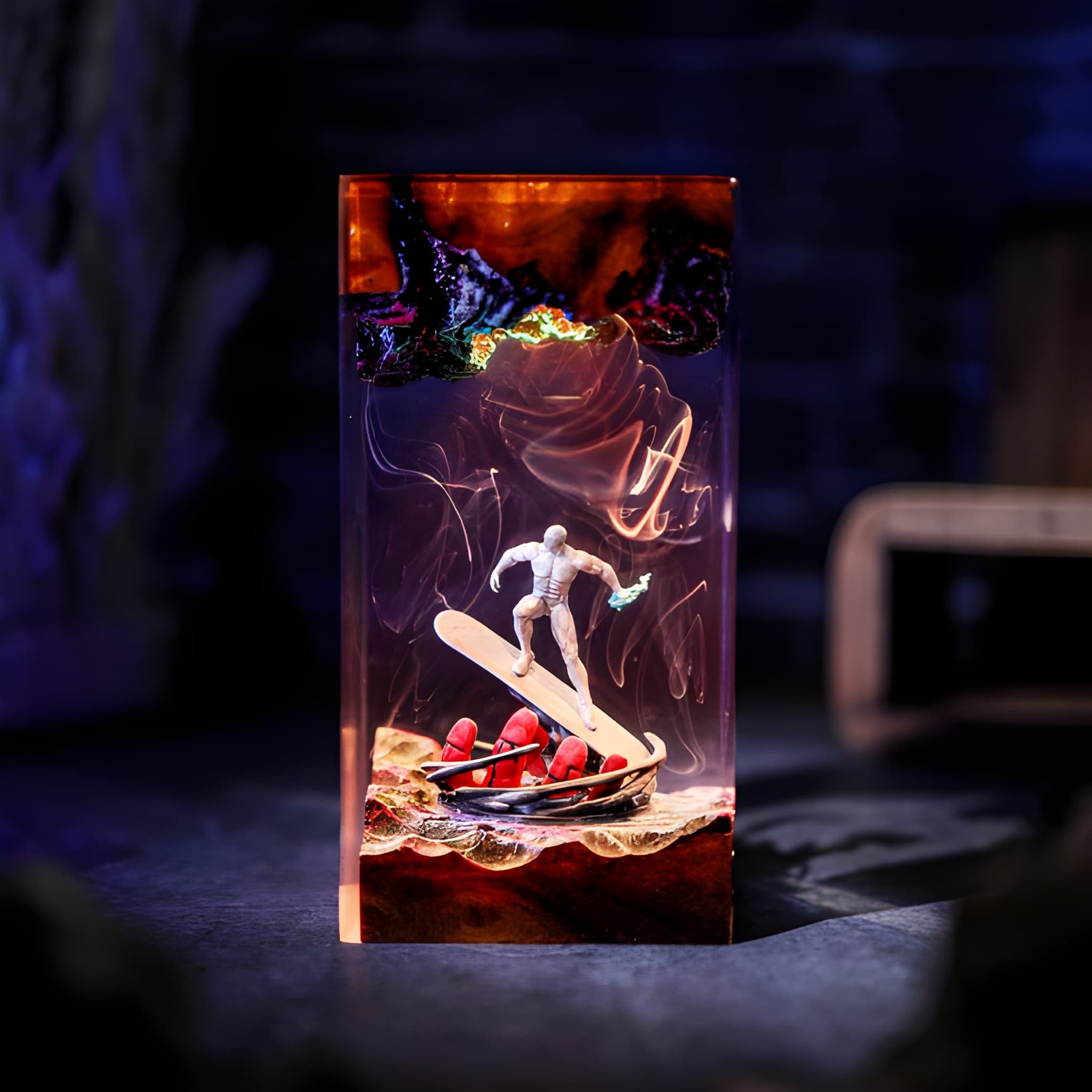 Cosmic Surfer Resin Sci Fi Night Light Lamp
