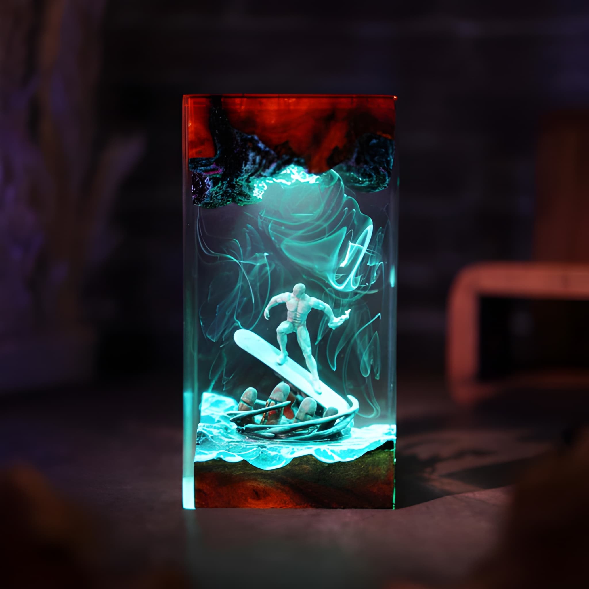 Cosmic Surfer Resin Sci Fi Night Light Lamp
