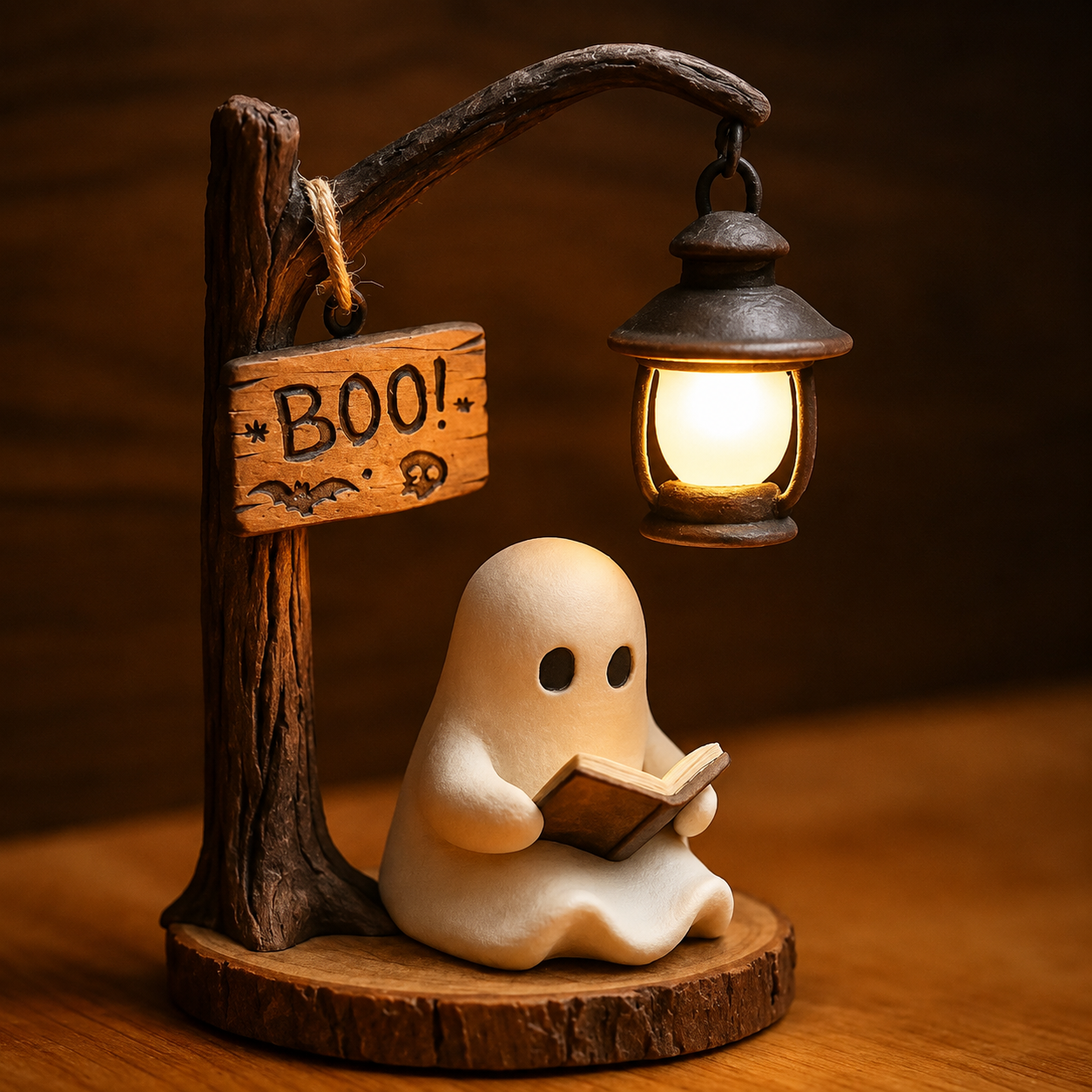Retro Halloween Light Up Resin Ornament Lamp Decor With Switch