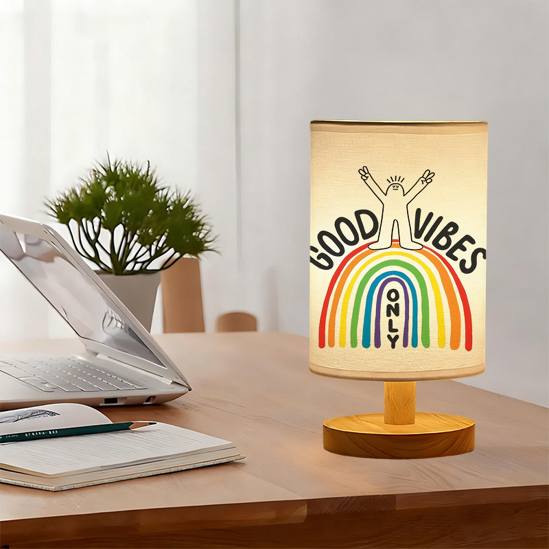 Modern USB-powered Linen Table Lamp With Creative Pattern