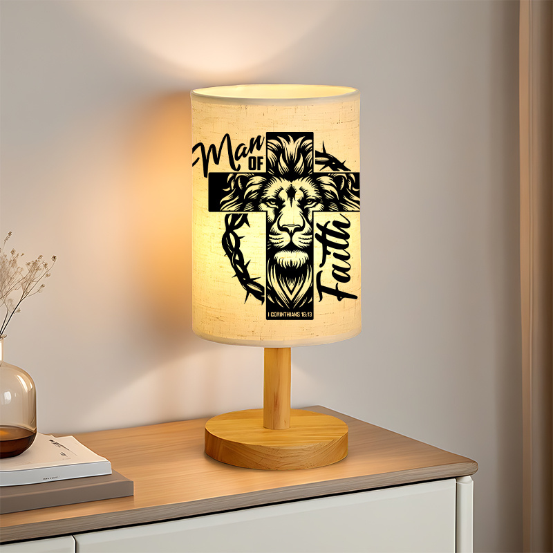 Modern USB-Powered Linen Table Lamp with Face Design
