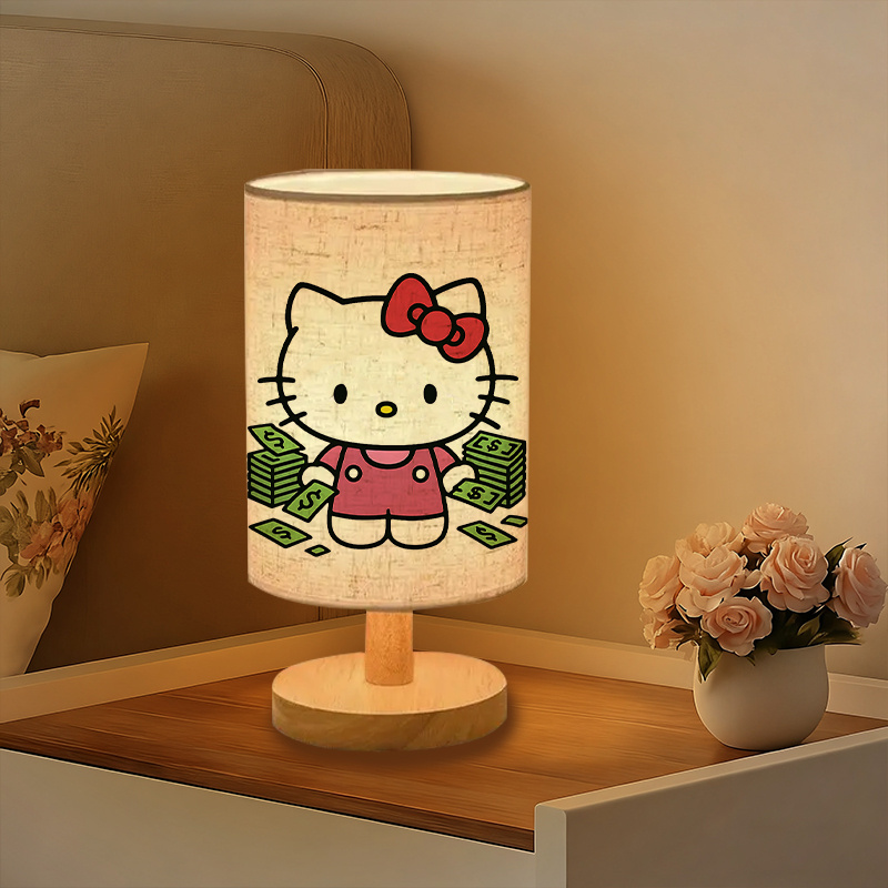 Sanrio USB-powered linen lamp creating ambiance in the living room